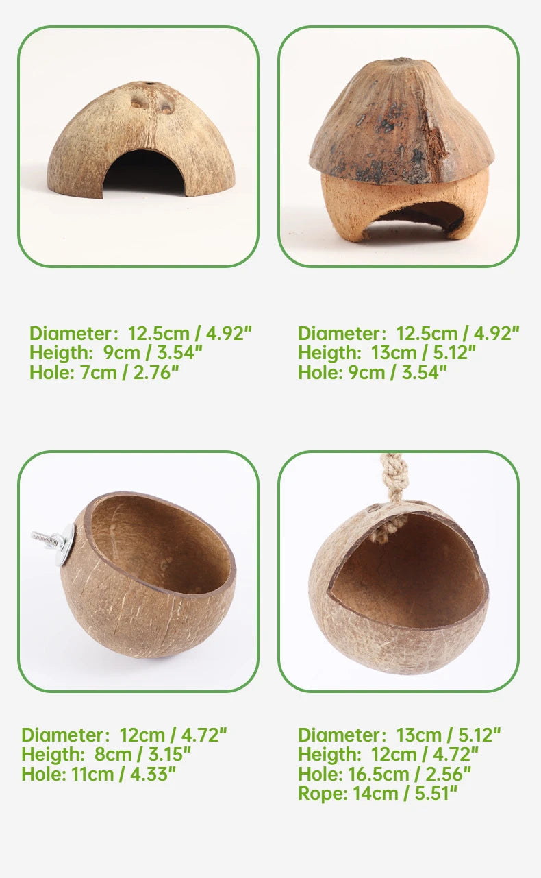 Hamster House Bite-resistant Natural Small Pet Coconut Cages Guinea-pig Hamster Hideout House Toy Wooden House Pet Supplies