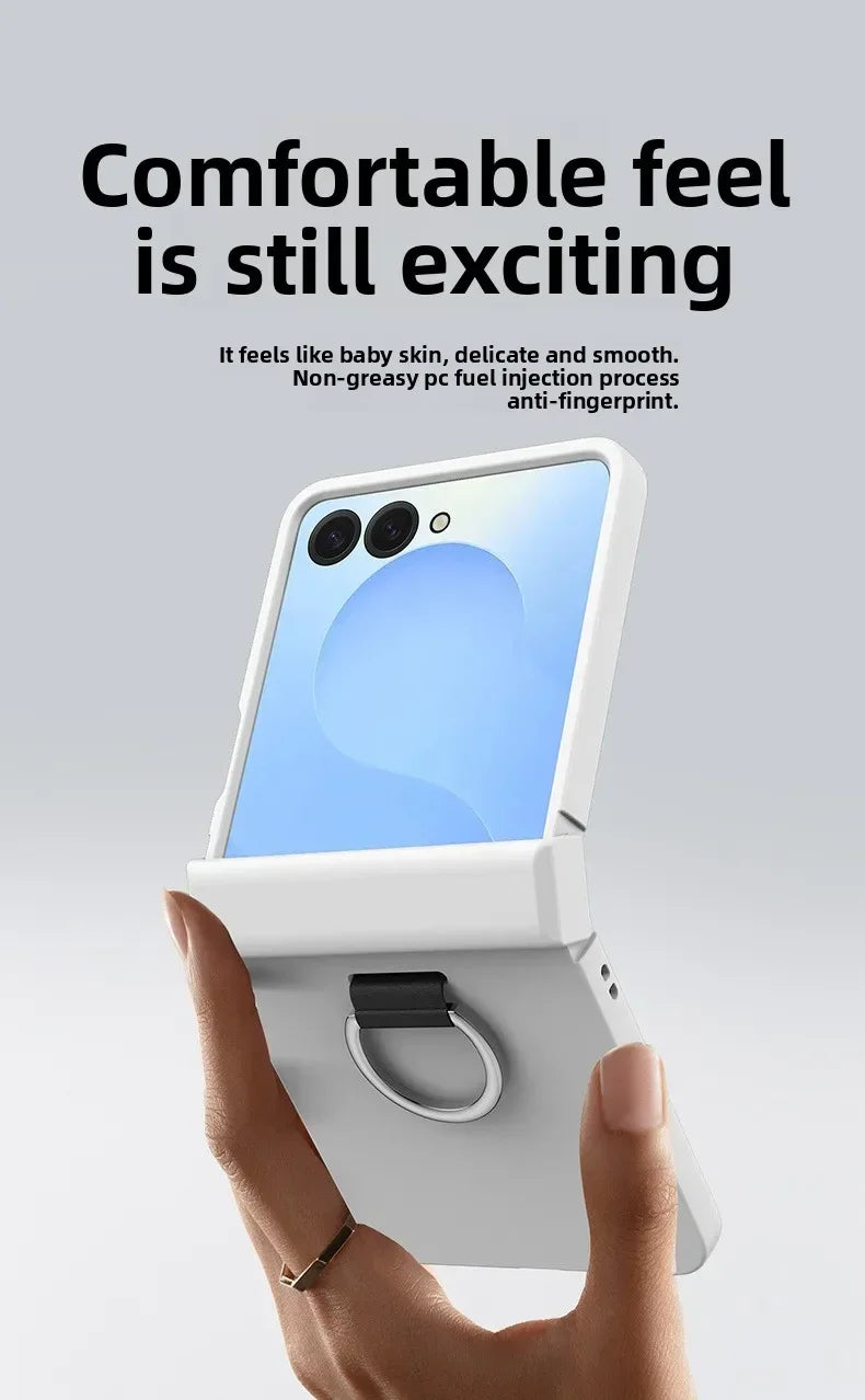 Ring Folding Phone Case for Samsung Galaxy  Z Flip  7 6 5 4 3 ZFlip7 FE All Inclusive Hinge ProtectiveShockproof Cover