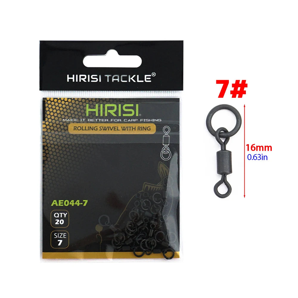 Hirisi 20 Piece Carp Fishing Swivels Snaps with Solid Ring Quick Change Fishing Hook Swivels AE044 Fishing Accessories