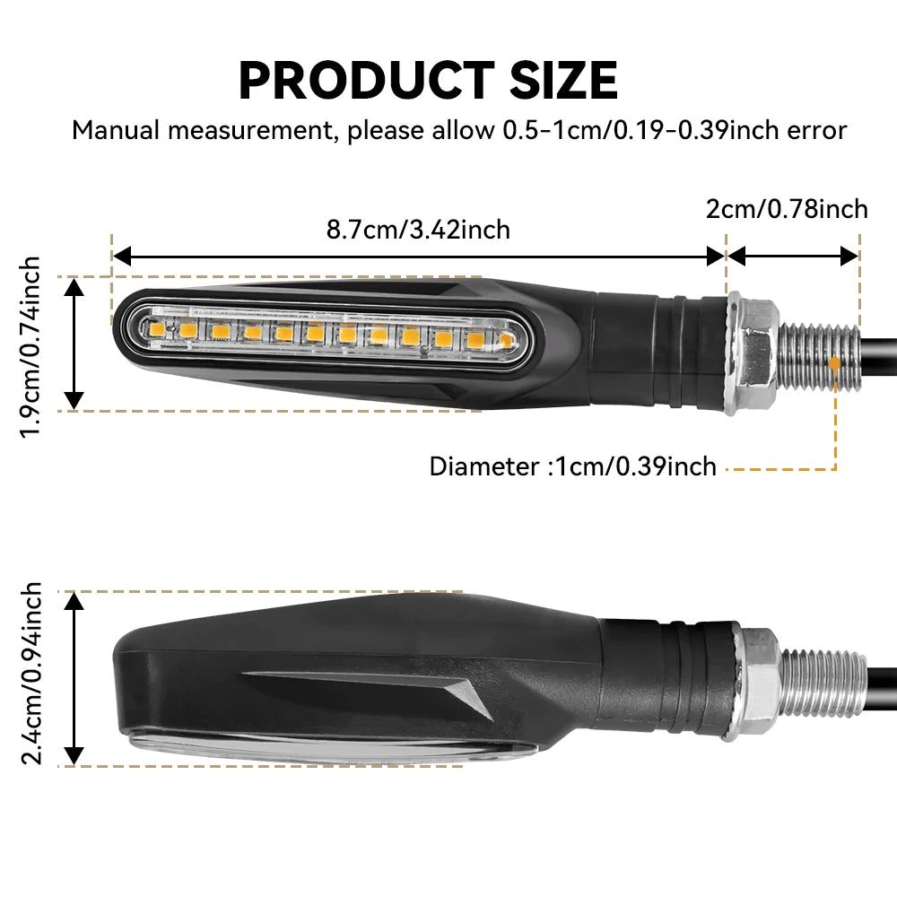 Motorcycle Turn Signal Lights Universal Motorcycle Indicators LED Motorbike Turning Indicators Daytime Running Lights