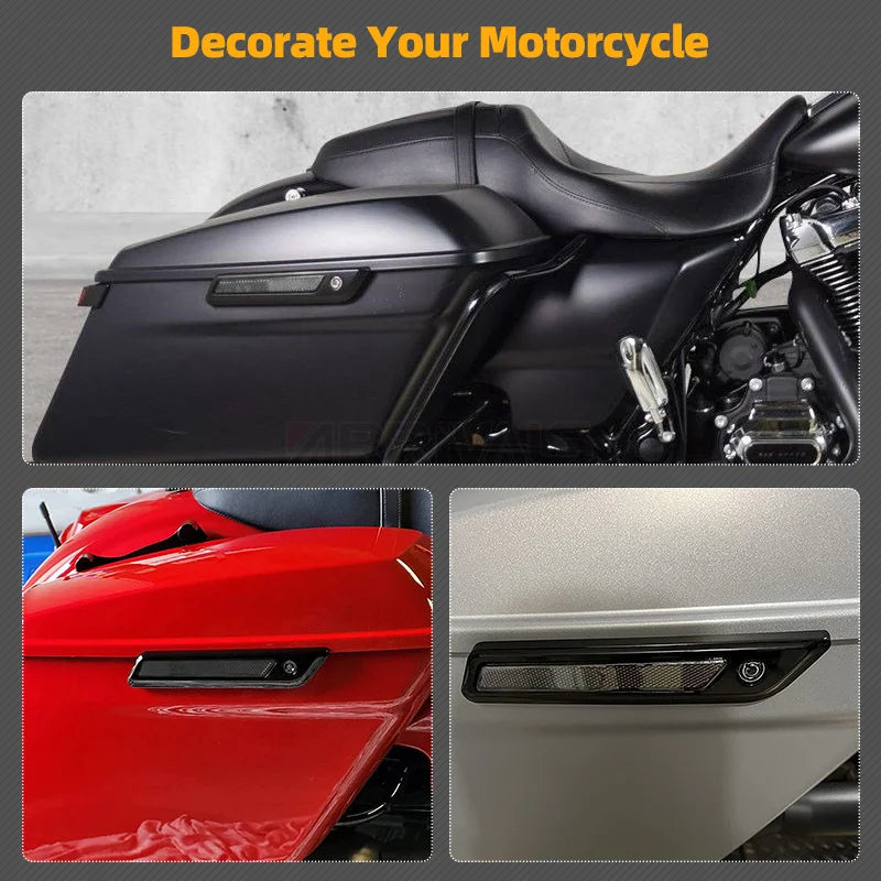 Motorcycle Black Hard Saddlebag Latch Cover Smoke Reflectors For Harley Touring Road King Road Glide Street Glide 2014-up