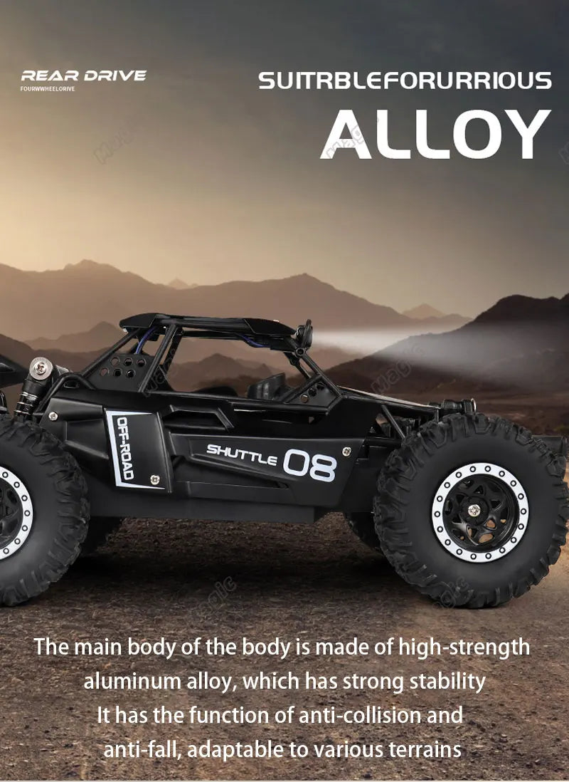 DK087 1:16 2WD Brushless High-Speed Off-Road Remote Control Drift Racing Car 20KM/H with LED Lighting 2x2 RC Truck Car Model Toy