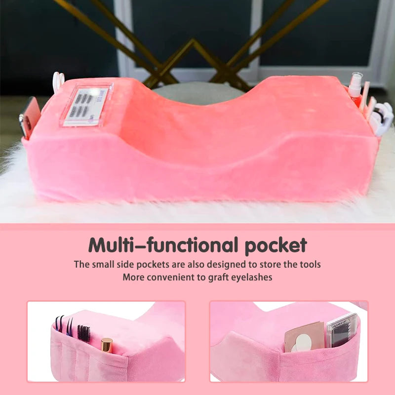 Lash Pillow Neck Support Eyelash Soft Pillow Grafting Eyelashes Memory Foam Eyelash Extension Pillow With Pocket