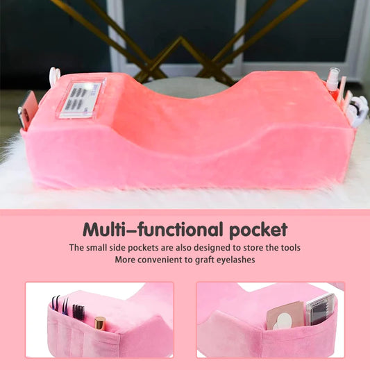 Lash Pillow Neck Support Eyelash Soft Pillow Grafting Eyelashes Memory Foam Eyelash Extension Pillow With Pocket