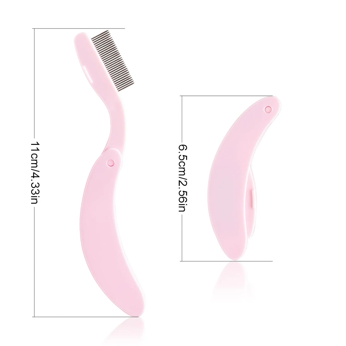 1-pack curved design eyelash beauty folding separator portable eyelash brush comb eyelashes stainless steel eyelash combing tool