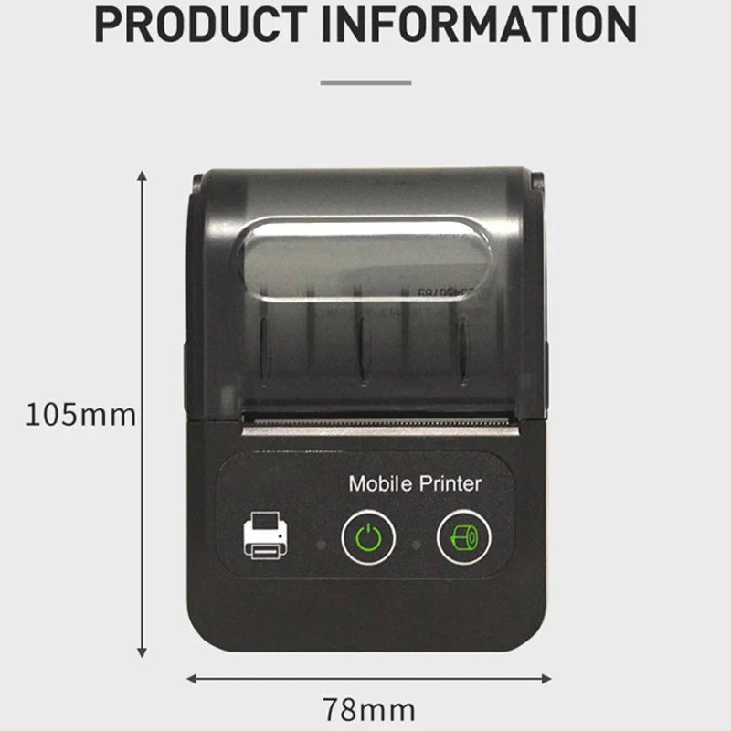 58mm Portable Mini Thermal Printer Receipt Ticket Printer Mobile Pocket Wireless Bluetooth Bill Android Phone PC Printe