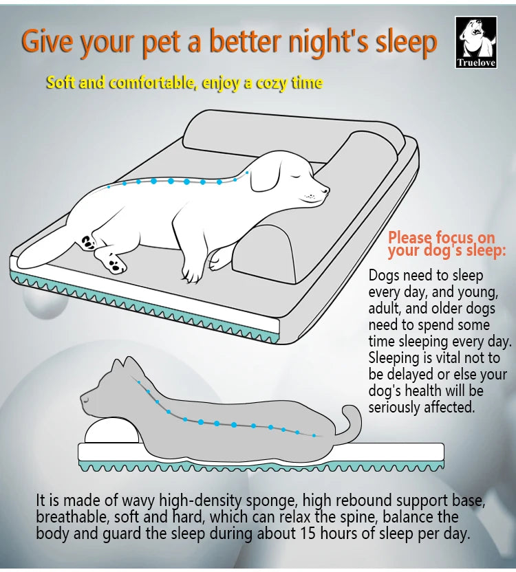 TRUELOVE Pet Bed TLX1211Pet Comfort Mattress Hidden Zipper For Easy Removal Linen Comfort Fabric High-density memory foam pillow