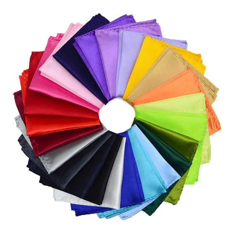 Luxury Men's Handkerchief Solid Color White Black Red Hankies Polyester Hanky Business Pocket Square Chest Towel 22*22CM