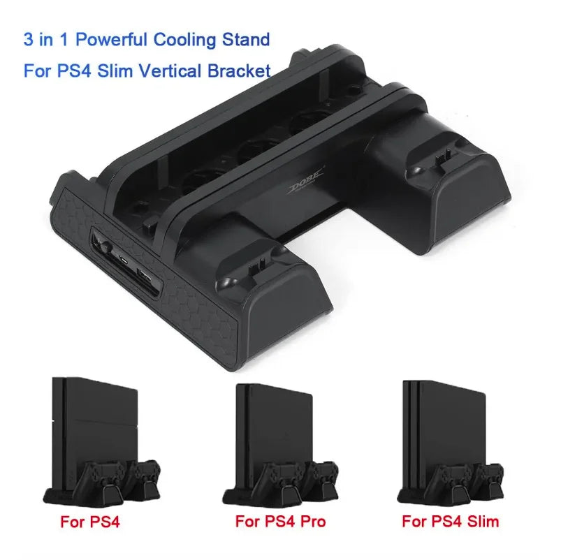 Cooling Stand For PS4 Slim Pro With Controller Charging Station Handle Charger Dock With Discs Slot Game Card For PlayStation 4