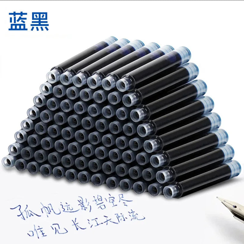 50pcs Fountain Pen Ink Cartridge Refills Bottle 4 Color Disposable Dia 3.4mm 2.6mm  School Office Stationery Supplies CW-159
