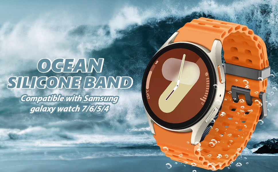 No Gaps Silicone Strap for Samsung Galaxy Watch 7 6 5 4 FE 40mm 44mm/4 6 Classic/5 Pro Sport Bracelet Galaxy Watch 7 Band 44 mm