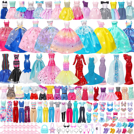 Random 70 PCS Gorgeous Doll Clothes and Accessories for 11.5 Inch fashion Doll -doll House Accessories- A Perfect Gift for Girls