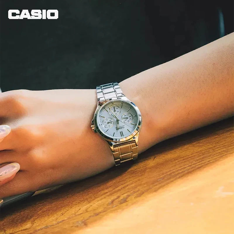 Casio LTP-V300D Watch Three Eye Waterproof Fashion Leisure Business Simple Commuting Quartz Women's Watch Gifts to Girlfriend