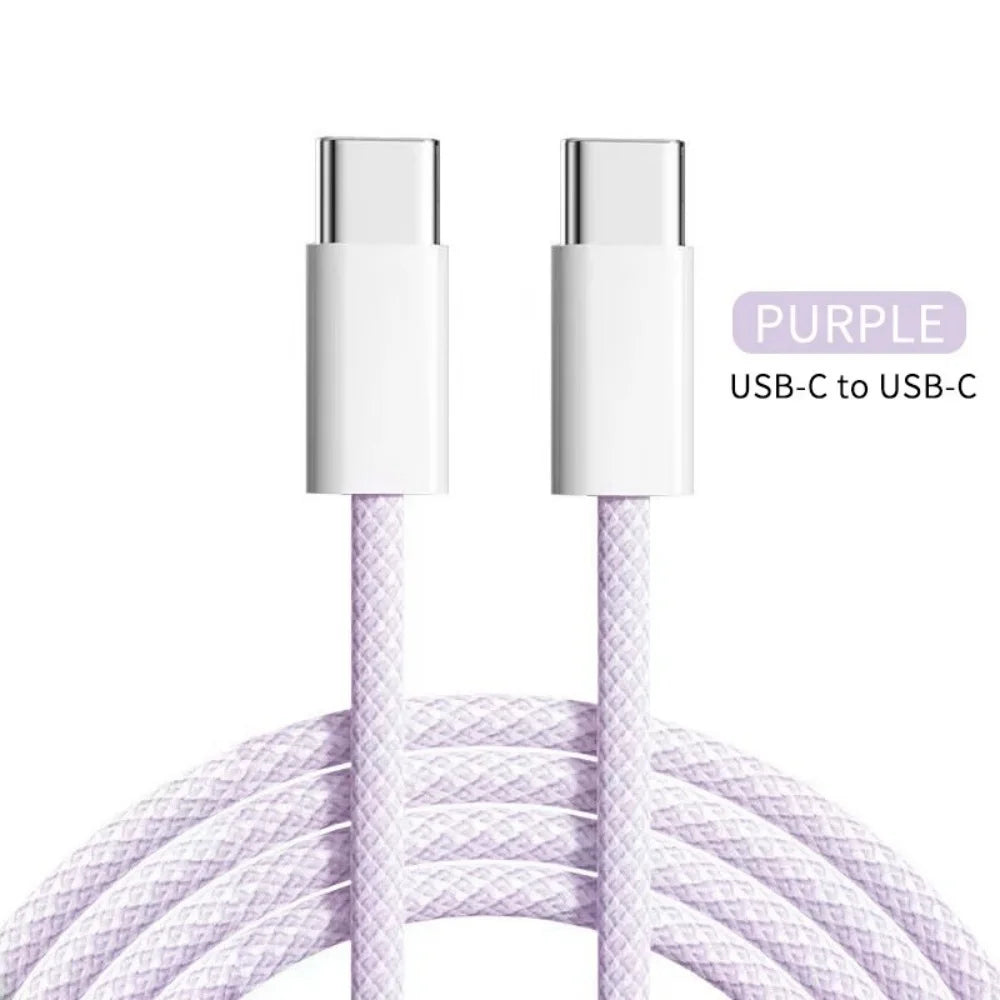 USB C to Type C Fast Charging PD 60W Mobile Phone Date Cable For Iphone16 15 Android Samsung Huawei Type C Braided Charger Cable