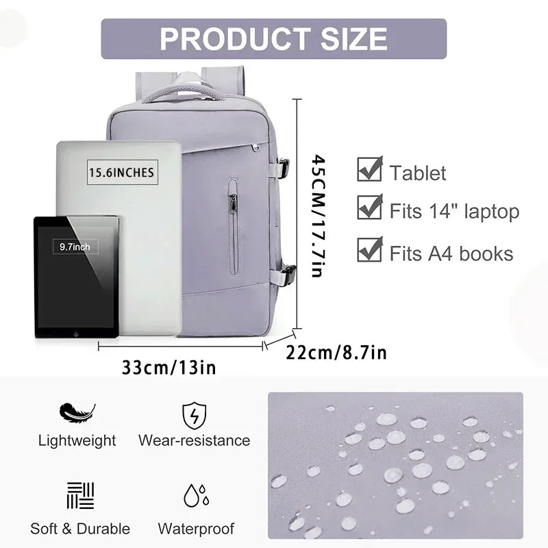 Large Travel Backpack for Women Men Laptop Backpack with Shoe Compartment Waterproof Hiking Carry on Backpack Expandable