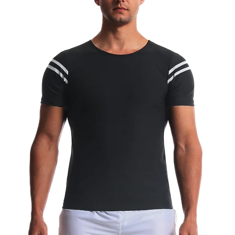 Men Sauna Sweat Shirt Heat Trapping Compression Vest Waist Trainer Gym Workout Shirts Slimming Body Shaper Weight Loss Tank Tops