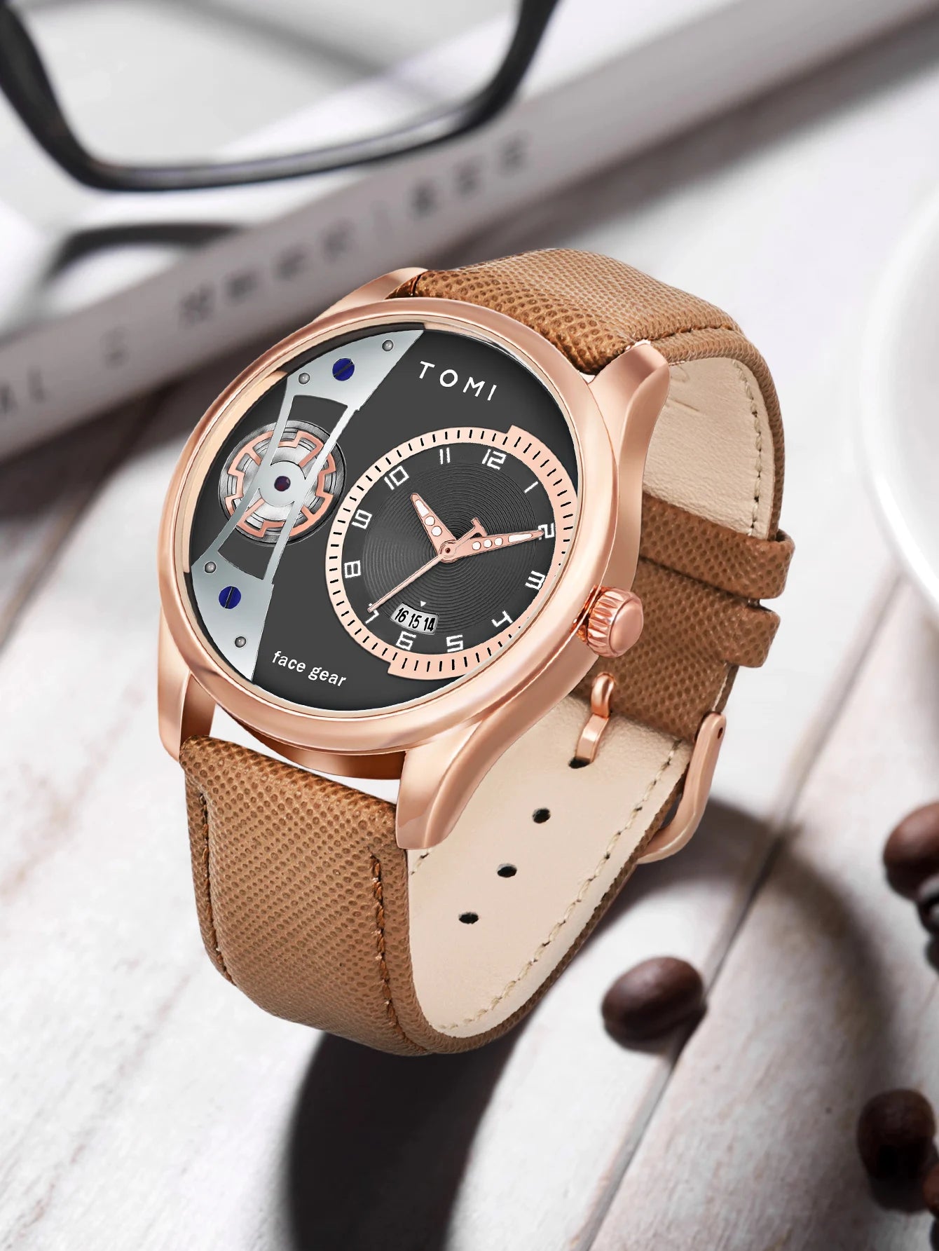 TOMI Set Gift Box for Men's Minimalist Business Quartz Watch Luxury Versatile Double Strap Detachable Watch Festival Gift