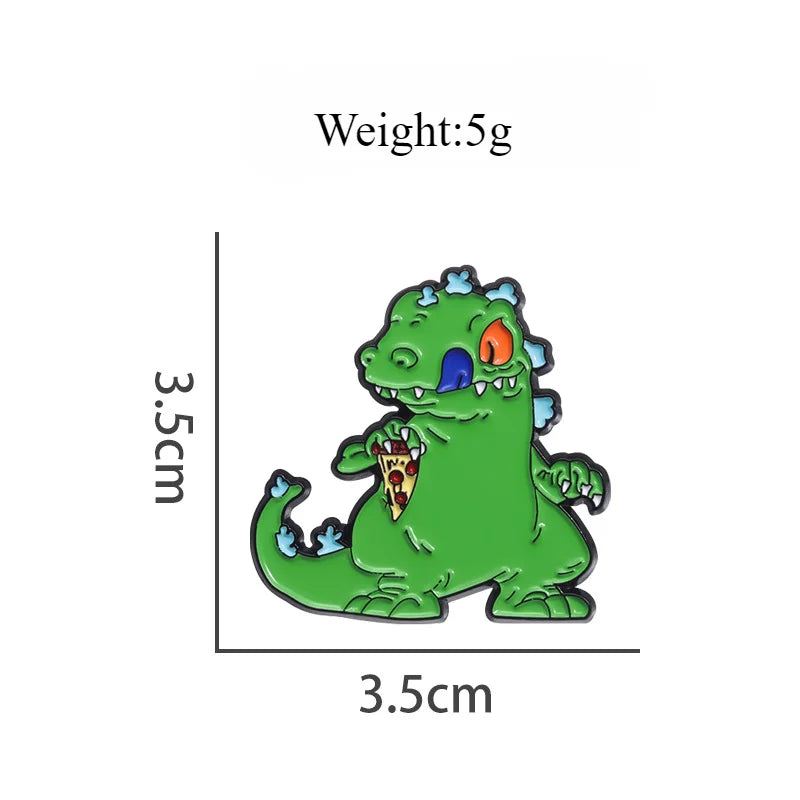Cartoon Cute Little Monster Alloy Brooch Comic Style Cute Anime Green Dinosaur Brooch Alloy Metal Badge Clothing Bag Accessories