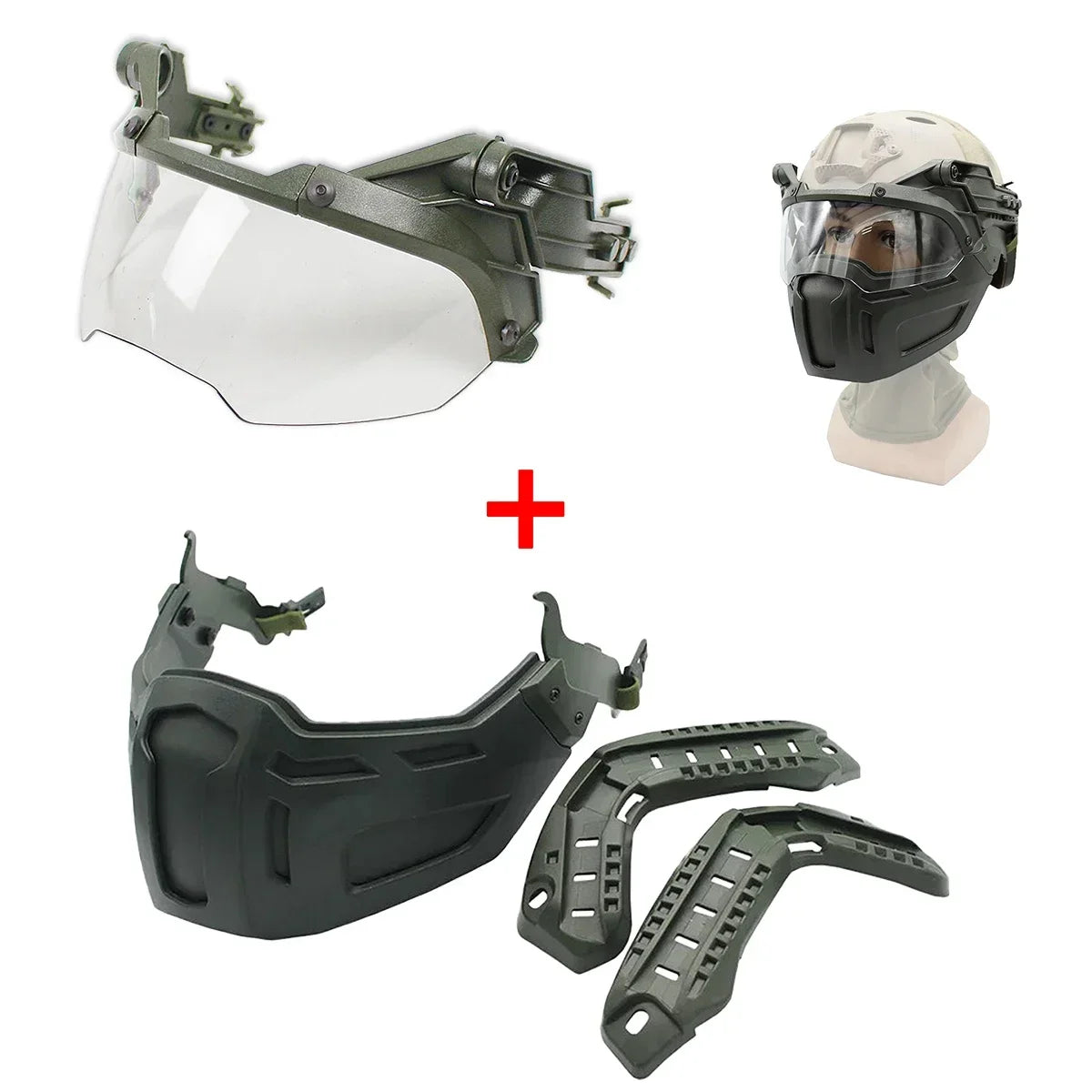 Tactical FAST Helmet Flip Goggles With Half Face Mask Hunting CS Games Airsoft Paintball Mask Helmet Accessories Protect Gear