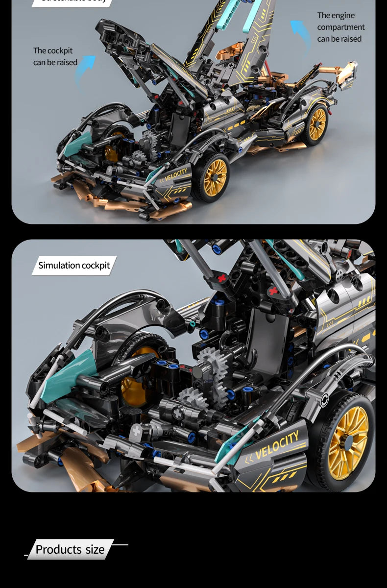 1:14 Building Block Car Cool Technology Design Optional Power Group Birthday Christmas Gift for Friends or Kids （1280+granule）