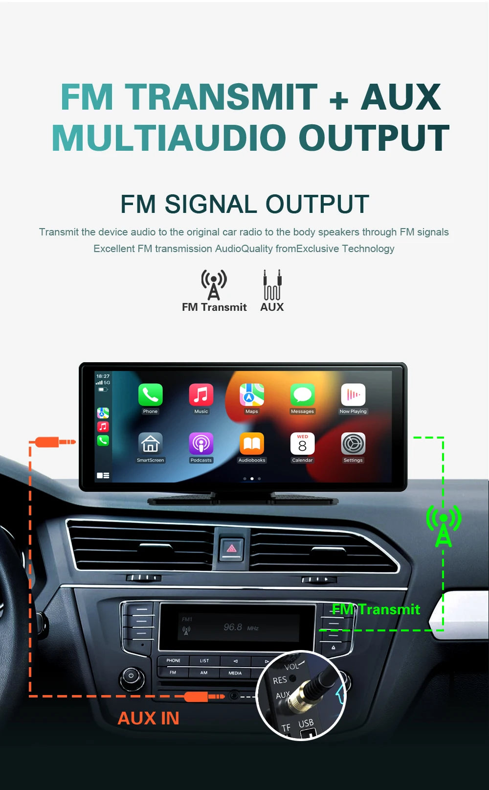 XUDA Universal 10.26 Inch Car Radio Multimedia WIFI Video Player Wireless Carplay & Android Auto for Apple Or Android MP5 Player