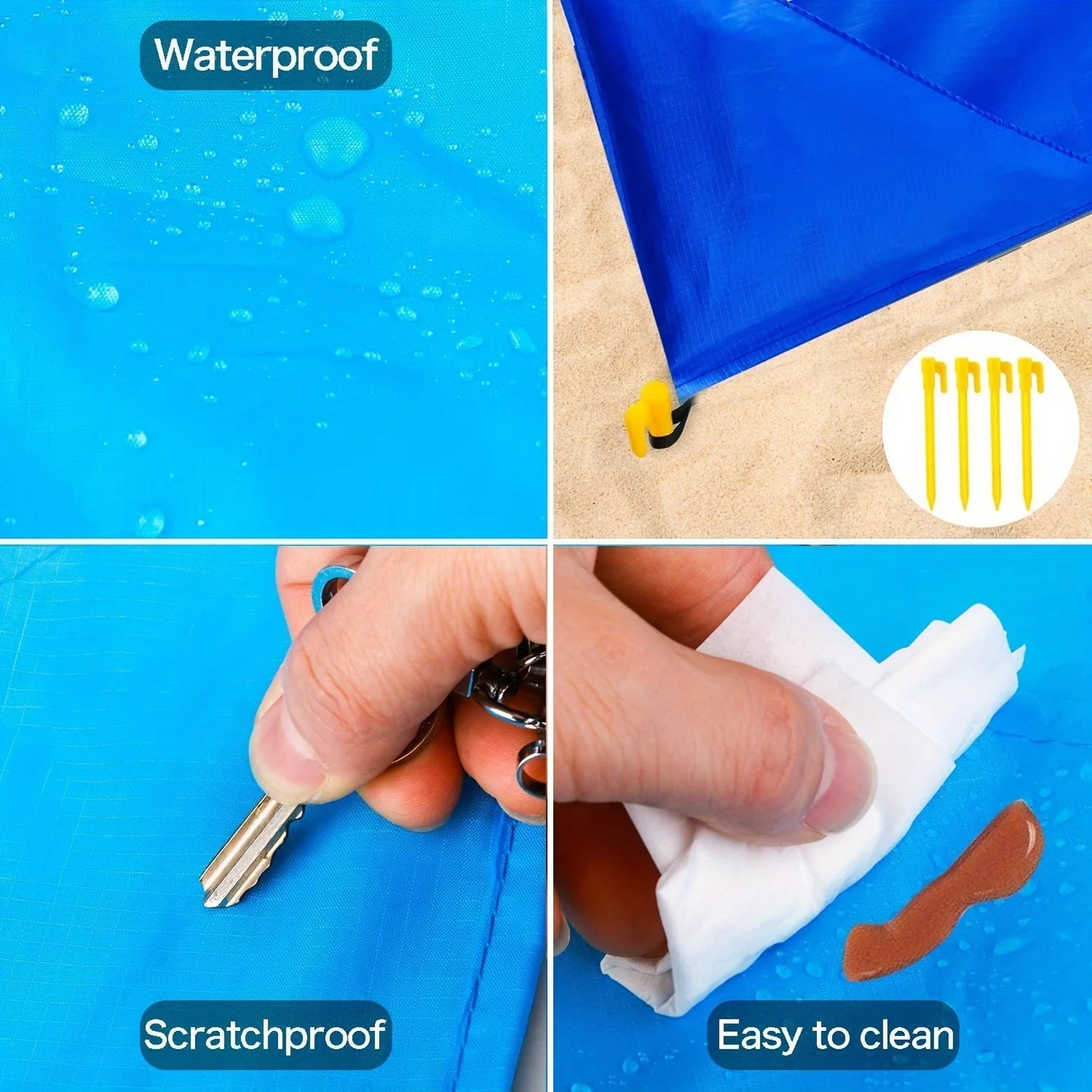 Quick-Dry Waterproof Beach Blanket - Sandproof - Perfect For Outdoor Picnics, Camping, Hiking & Travel - Includes Carry Bag