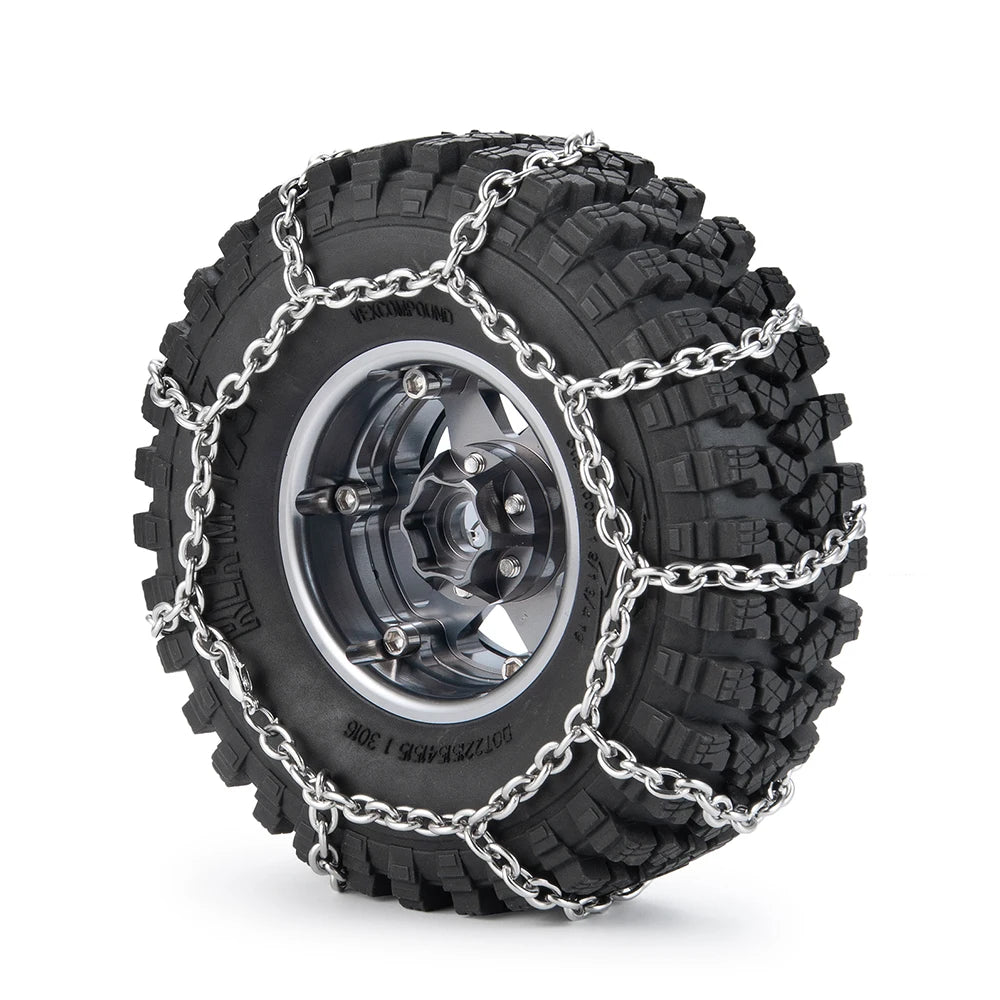MIBIDAO 2/4pcs Metal Wheel Tires Snow Chain Anti Skid Safety Snow Chain for 1/10 RC Rock Crawler TRX4 TRX6 Axial SCX10 90046 D90