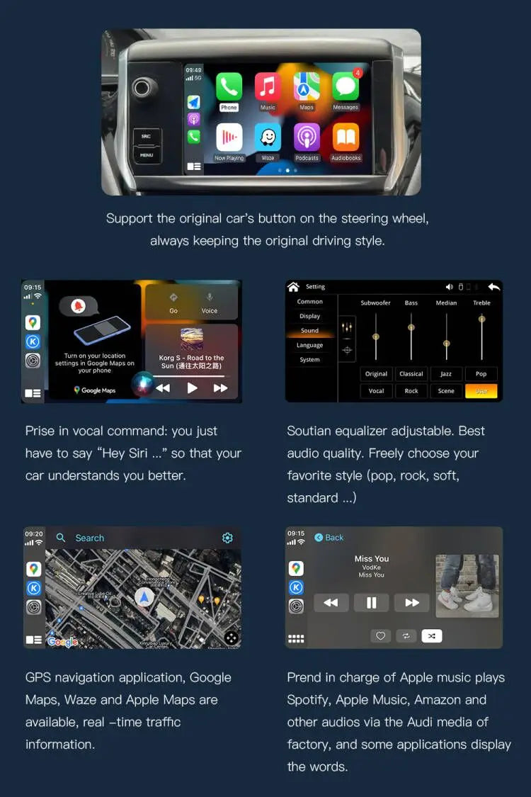 CARABC Wireless  Carplay Android Auto For Peugeot&Citroen SMEG&MRN NAC 208 308 508 3008&C4 DS3 DS5 Support Reverse Camera