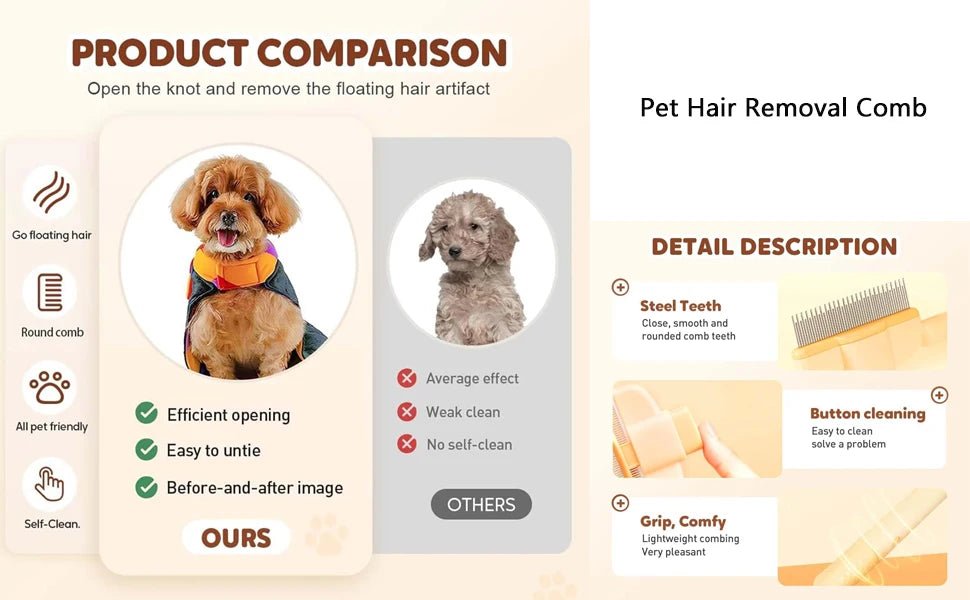 Brush for Cats Pet Cat Comb Dog Comb for Dogs and Cats Cat Dog Pets Grooming Brush for Cleaning Shedding Hairs Pet Cleaning Comb