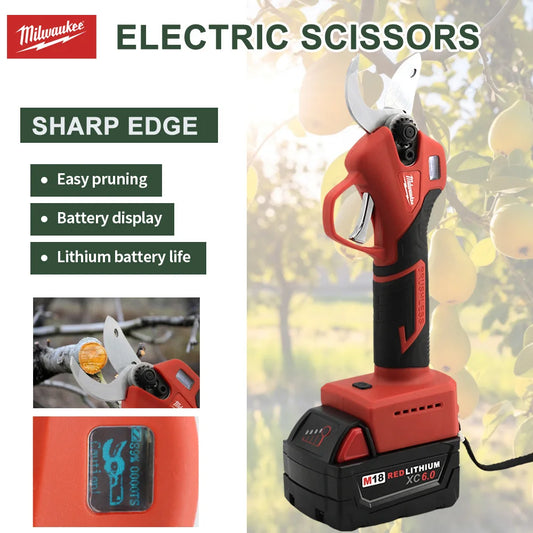 Milwaukee Electric Scissors LED Display  Scissors Electric Trimming Fruit Trees Gardening Bonsai Electric Tools For 18V Battery