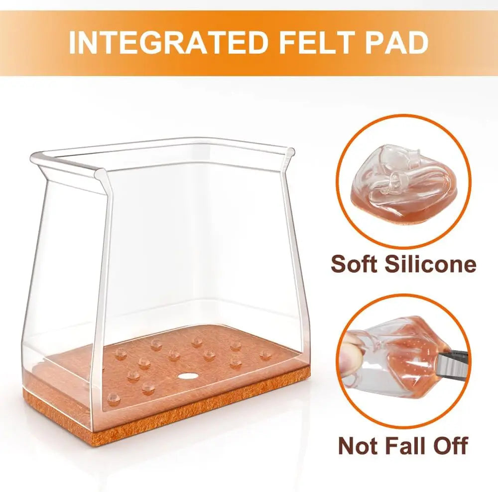 24Pcs Chair Leg Floor Protectors for Hardwood Floors, Silicone Chair Caps Covers Furniture Pads Sliders W/ Wrapped Felt Bottom