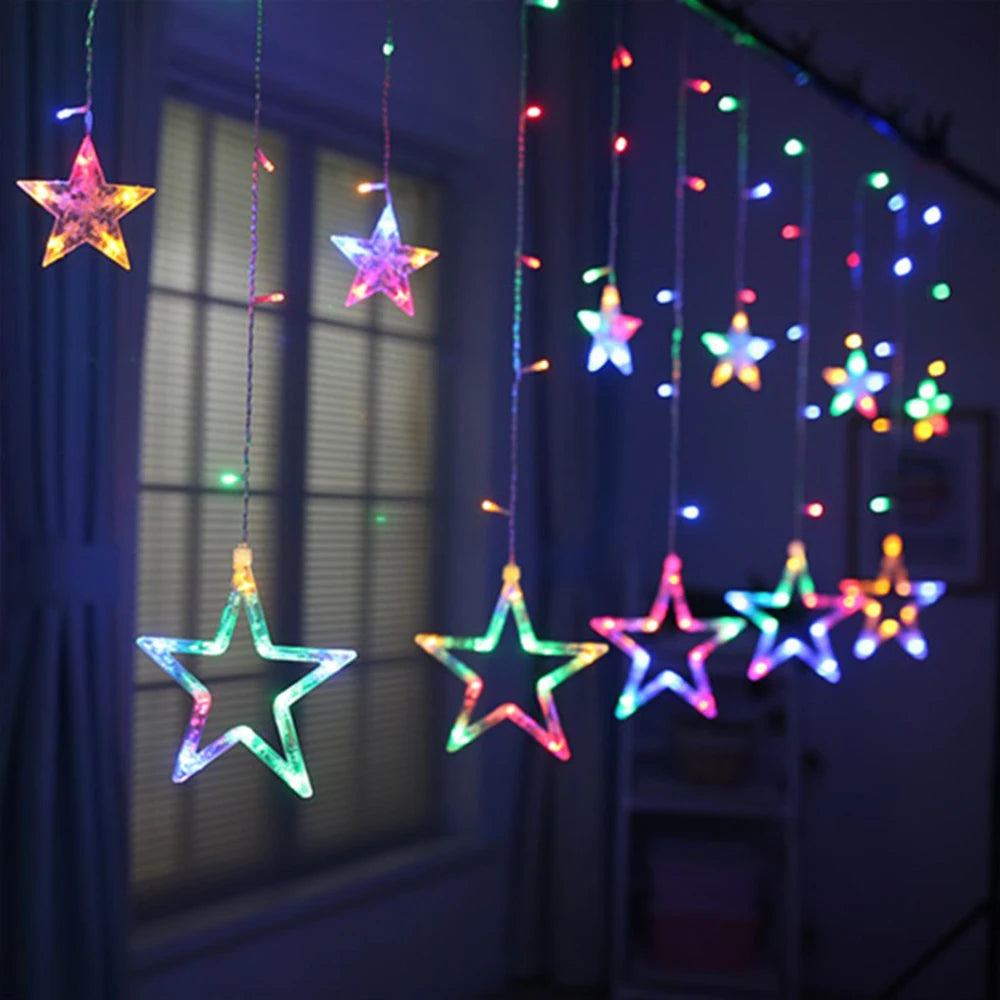 3.5M 138LEDs Star Curstain LED Fairy String Light Christmas Lights Decor For Home Bedroom Window Birthday Party Holiday Lighting