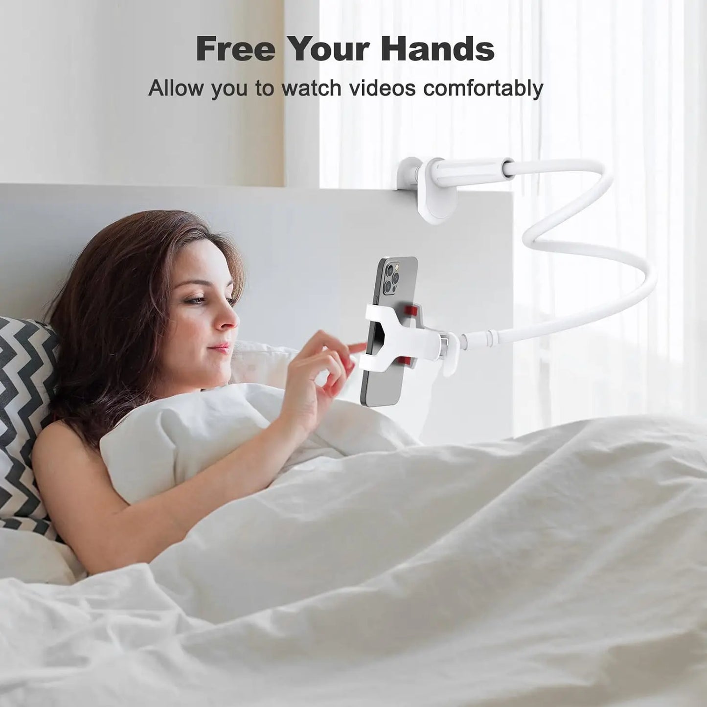 100cm 39.37" Phone Holder Stand Lazy Bracket Headrest Bed 360 Flexible Long Arms Clamp Mount For iPhone Samsung 3.5~6.7" Devices