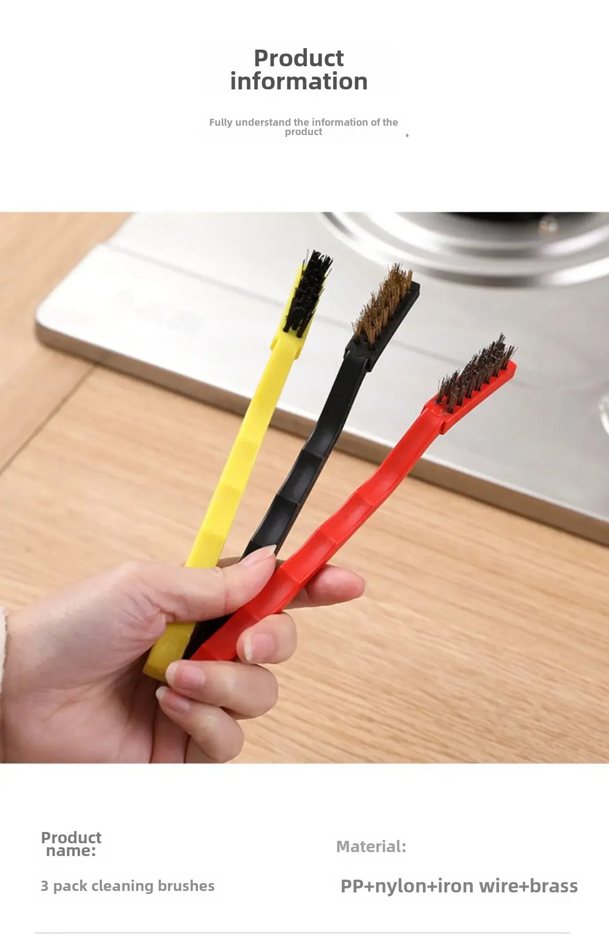 Japanese Gas Stove Cleaning Brush 3 Pack Kitchen Supplies Range Hood Stove Cleaning Tool Steel Wire Small Brush
