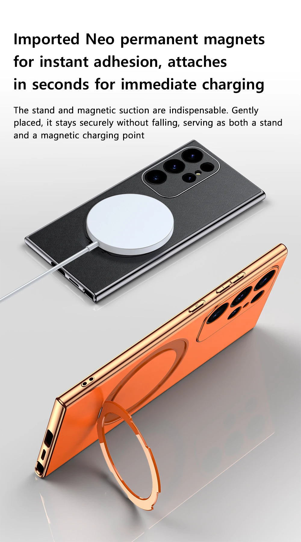 LANGSIDI Leather Magnetic Metal Ring holder Case For Samsung Galaxy S24 Ultra s23 S24 + plus shockproof Slim Protection