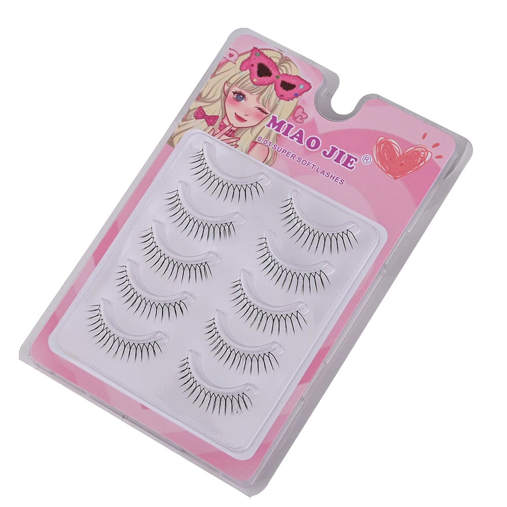 MIAOJIE Korean Fake Eyelashes Kpp Natural Transparent Stem Eyelashes U-shaped Handmade Lashes Beginner Makeup Tools A Type