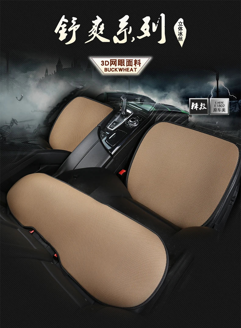 3pcs/set Car Seat Cover Cushion Ventilated Breathable Comfortable Front Back Rear Seat Protector Pad Mat Anti-skid With Pocket