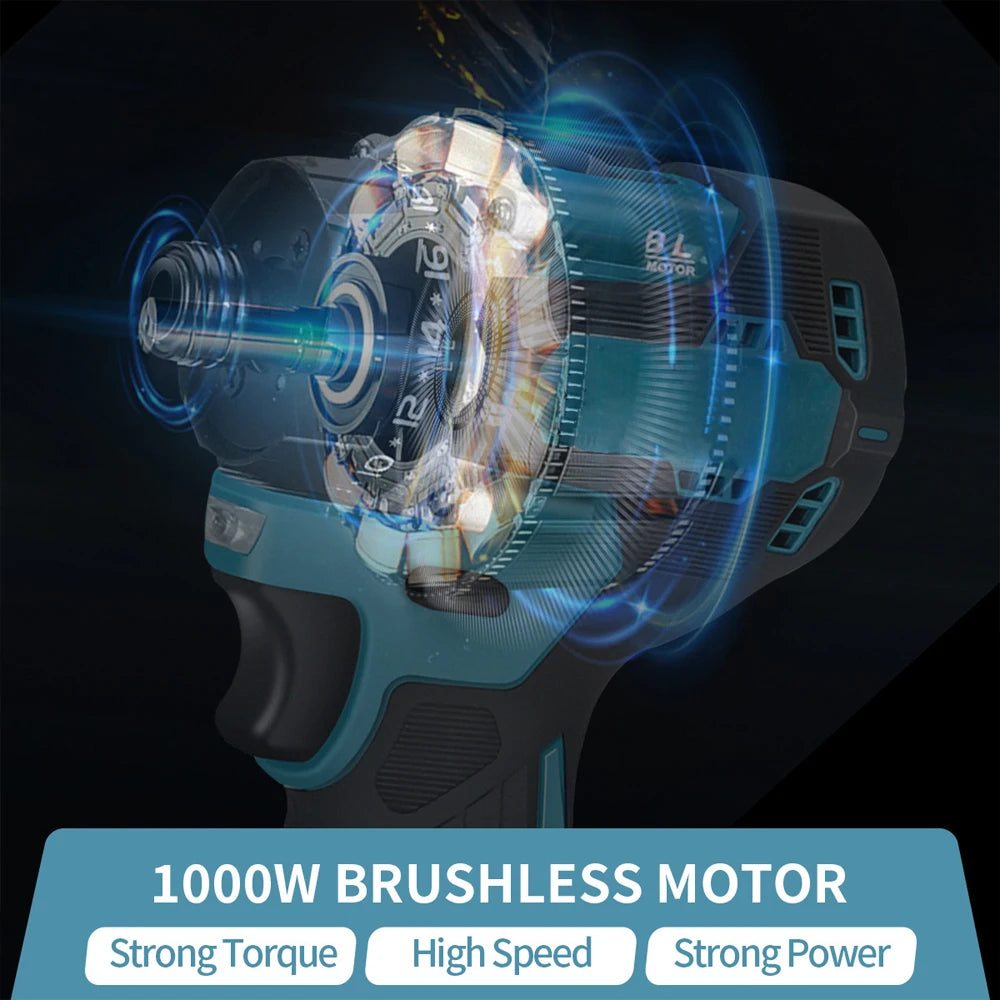 1000W Cordless Electric Screwdriver 20+1 Torque 1/4inch Brushless Electric Drill Power Tool for Makita 18v Battery 280N.m
