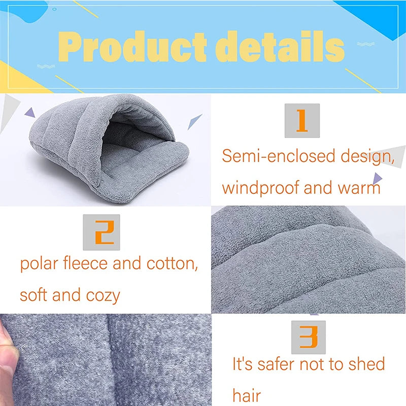 Guinea Pig Warm Bed Rabbit House Hamster Sleeping Bag Small Pet Cave Nest Soft Fleece Slippers Bed Small Pets Supplies