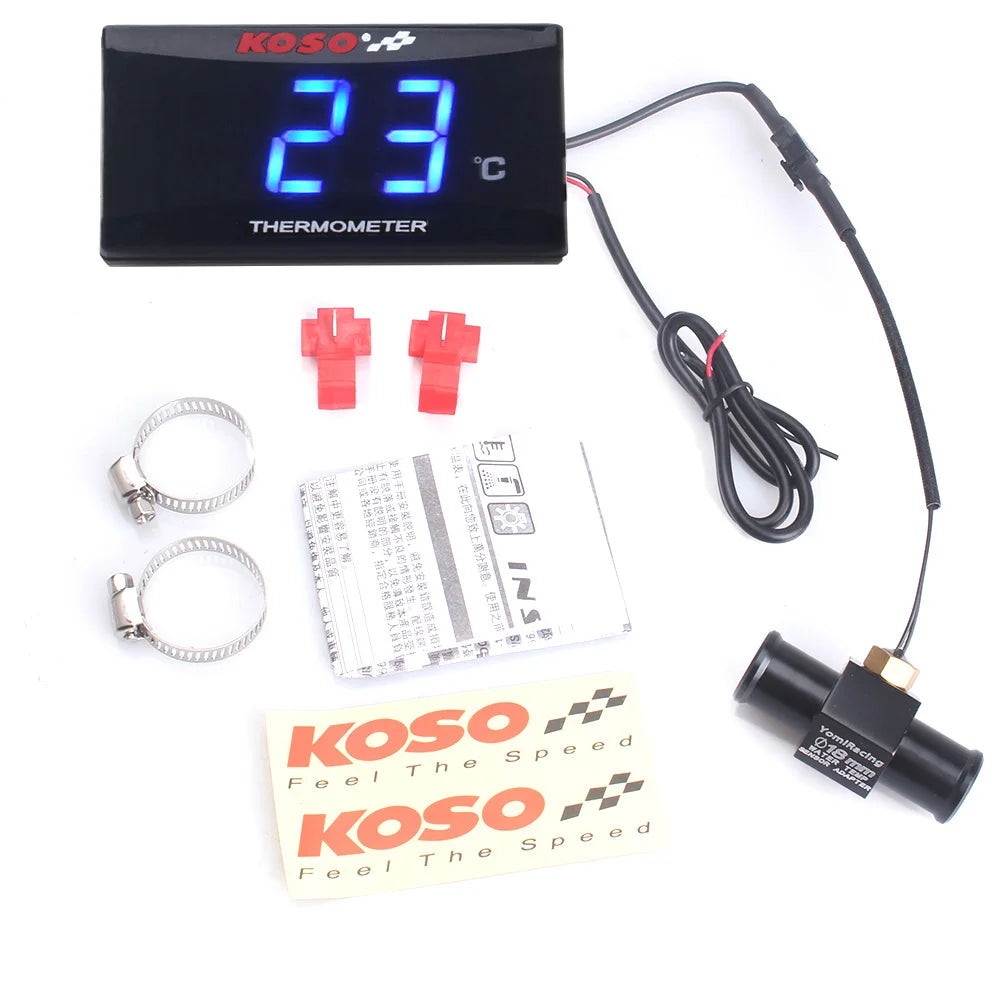Universal Motorcycle Thermometer Instruments Water Temp Temperature Digital Display Meter Gauge Sensor Adapter For KOSO