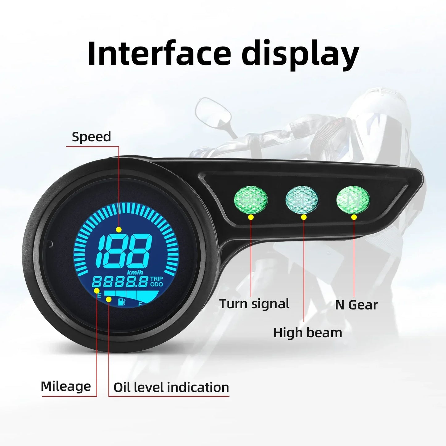 7 Color Backlight Universal Motorcycle Speedometer 12V Moto Dashboard Mileage TRIP KMH MPH Oil Level Gauge Tacho RPM Meter Tacho