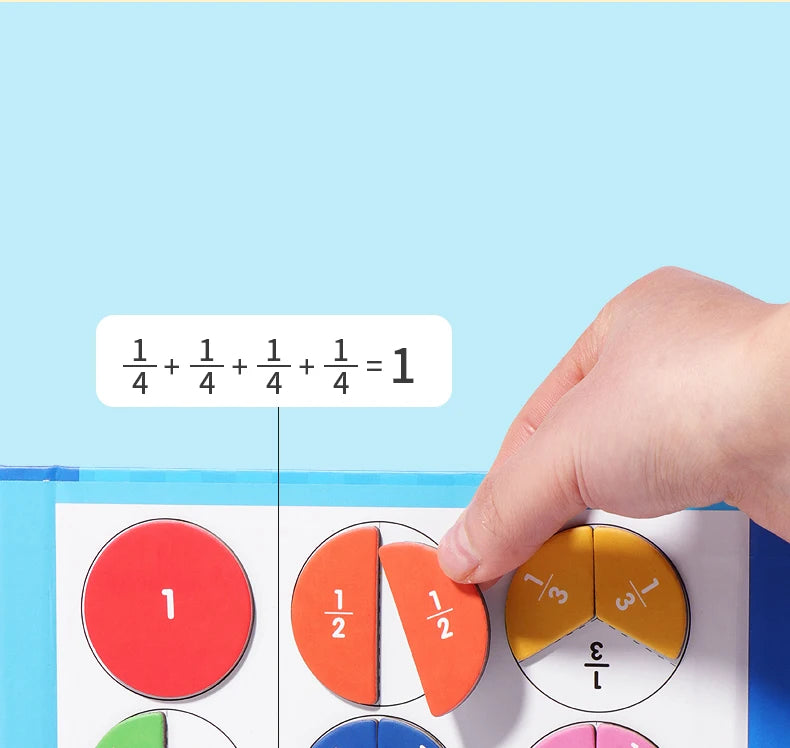 Children Magnetic Fraction Learning Math Toys Wooden Fraction Book Set Parish Teaching Aids Arithmetic Learning Educational Toys
