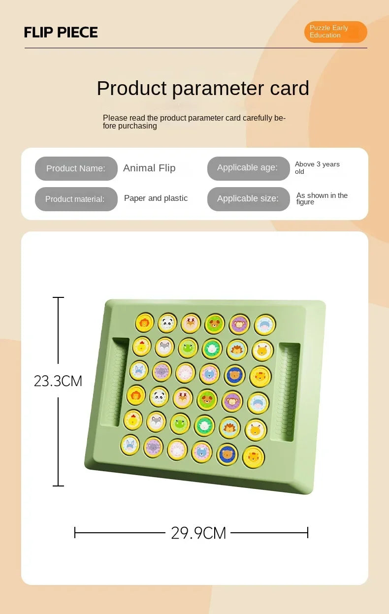 2024 New Two-player Animal Flip Chess Children's Pairs of Touch Shen Ji Miaoji Parent-child Interactive Puzzle Reasoning Game