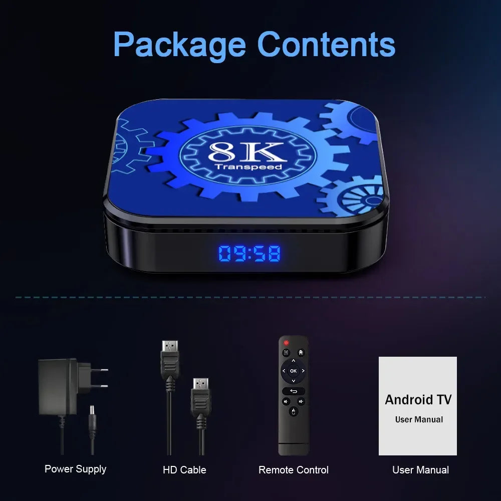 Transpeed Android 13 Wifi5 TV Box HDR10+ Support 8K Video 128G 64G 32G BT5.0+ RK3528 4K 3D Set Top Box