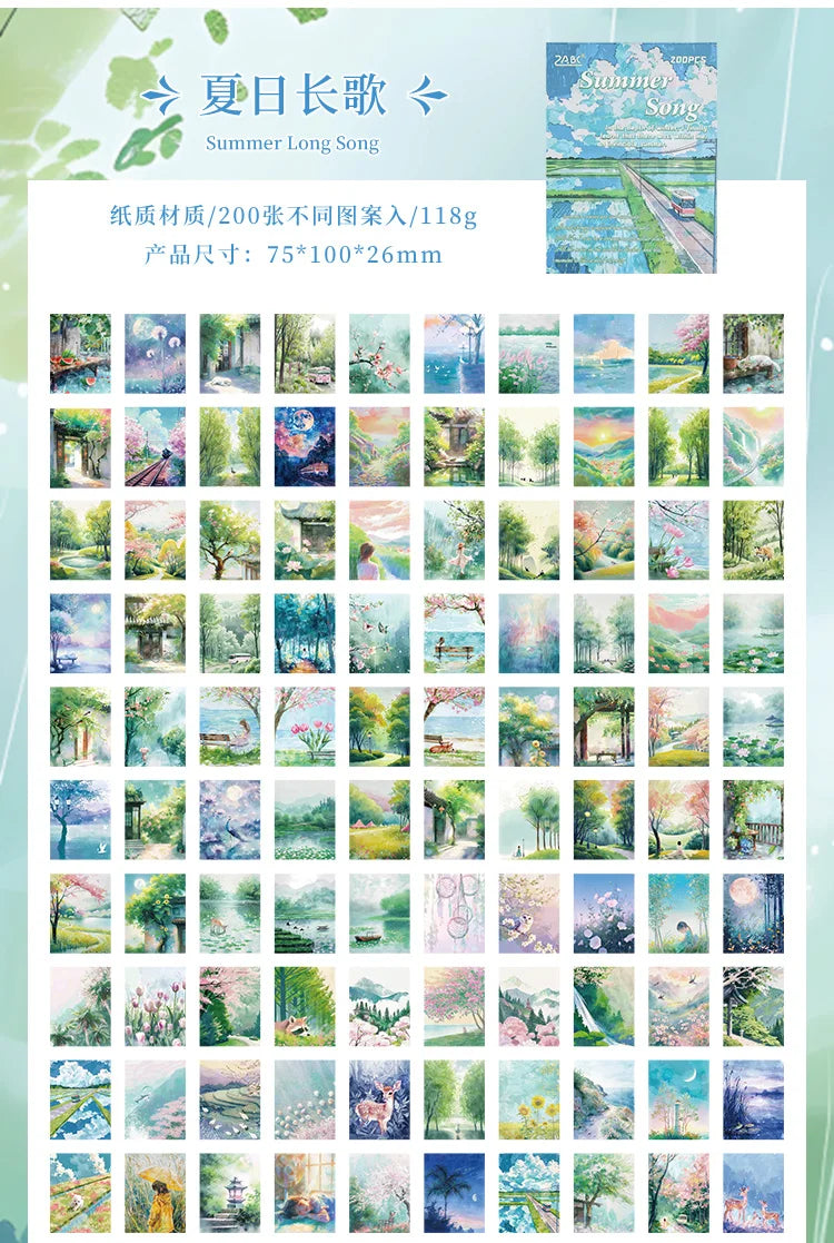 200 sheet Four Seasons Landscape material paper Decor Diary Album Scrapbooking material Background paper junk journal supplies