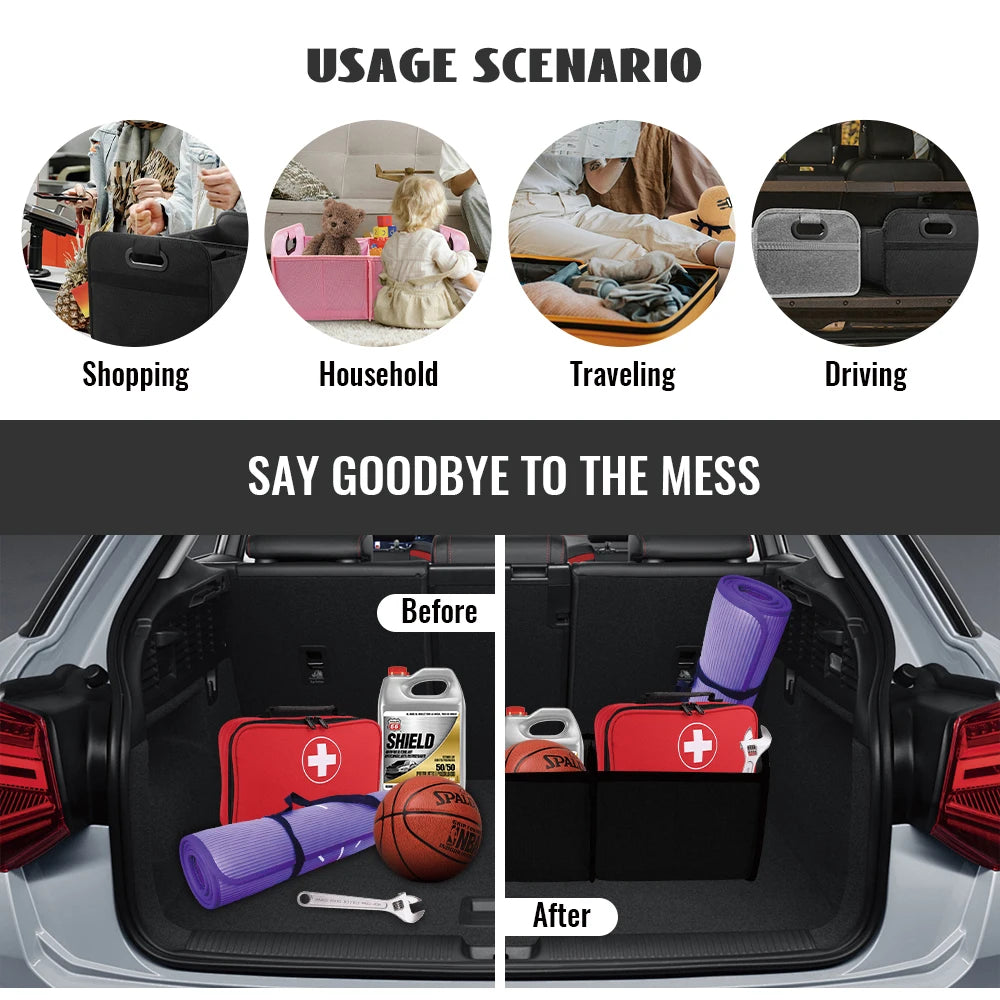 Trunk Organizer for suv, Foldable portable car storage box for camping outdoor storeroom,space saving multi functional