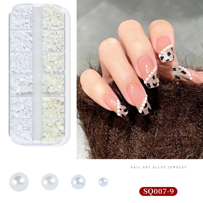 3D Nail Art Rhinestones Nail Decorations Gems Crystal Pearl Butterfly Half Beads Nail Art DIY Decoration Wholesale Mix Size