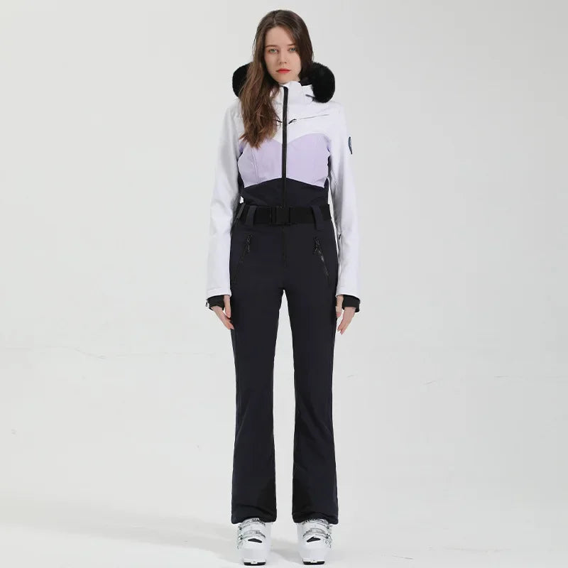 2025 Winter Skiing Suit Women Slim Fit Ski Overalls New Female Snowboard Clothes Outdoor Sport Pro Windproof Warm Snow Jumpsuit