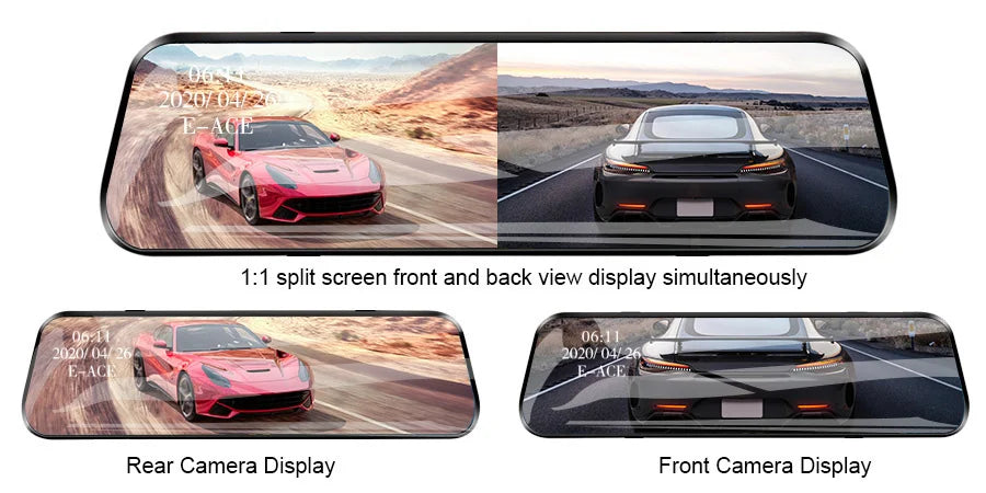 10 Inch Mirror Camera for Car Touch Screen Video Recorder Rearview Mirror Dash Cam Front and Rear Camera Mirror DVR Black Box