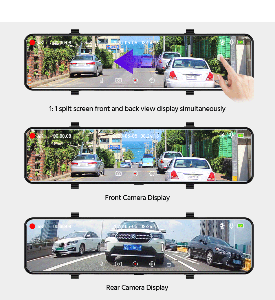 ACCEO 4K WIFI Dashcam 12Inch Car DVR RearView Mirror Recorder Dash Cam Support 1080P Sony Black Box Rear View Camera Acesssories